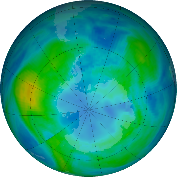 Antarctic ozone map for 20 April 1987